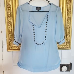 Angie Blue Blouse Top Size S